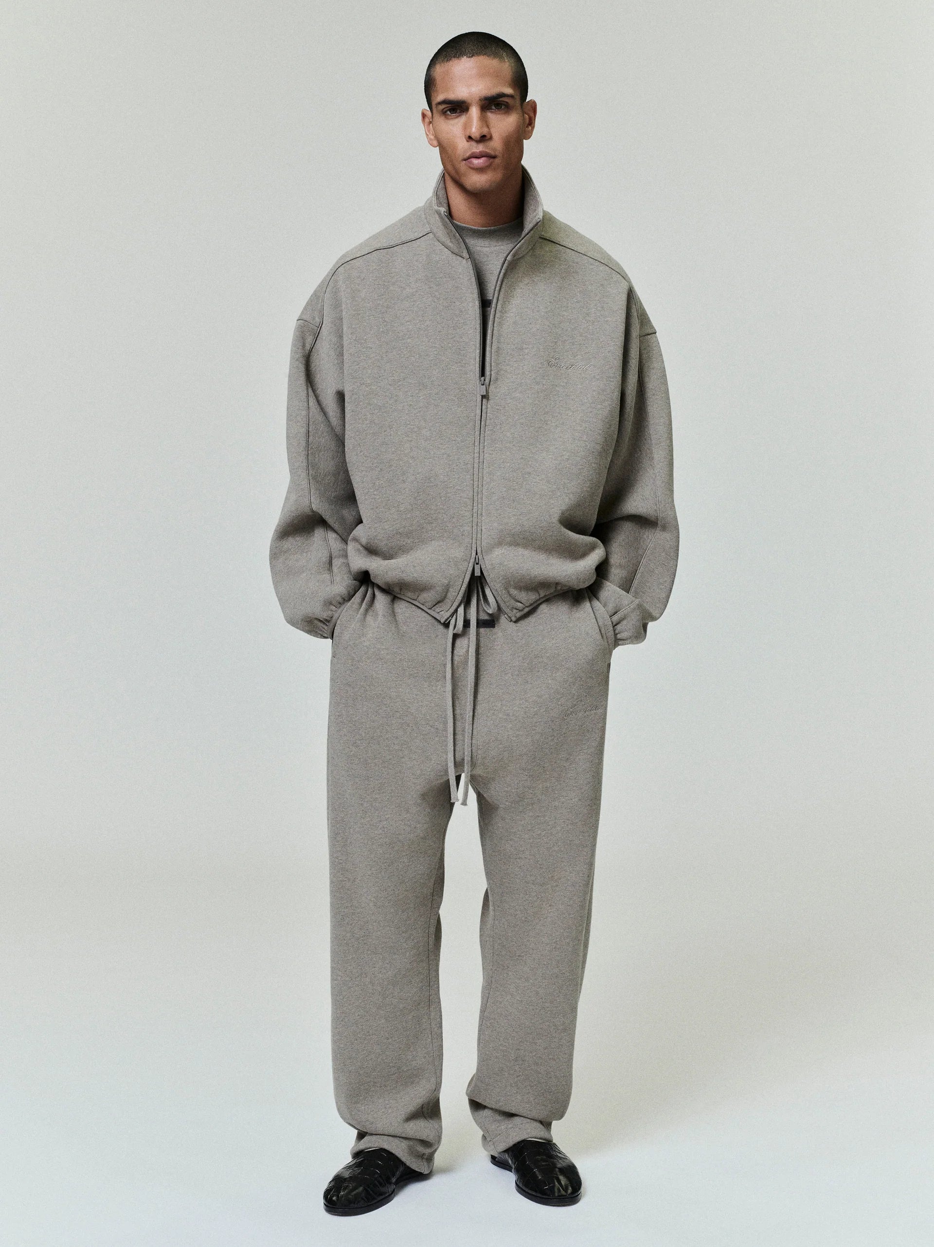 Modern Fleece Track Jacket With Piping